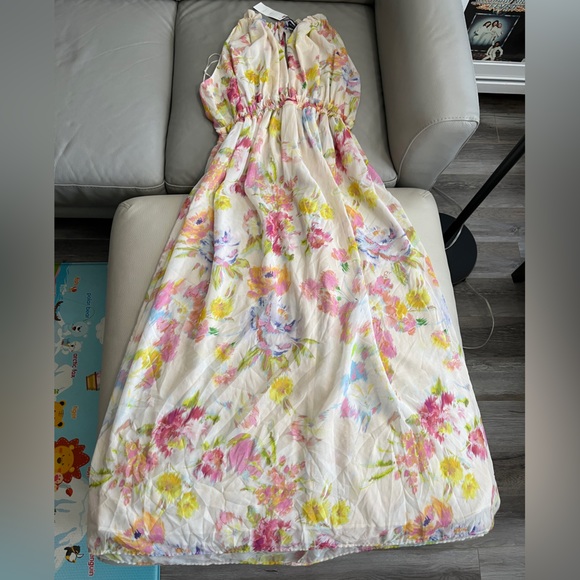 NWT - Zara Women’s Floral Print Chiffon Maxi Dress - Size L - Picture 6 of 13